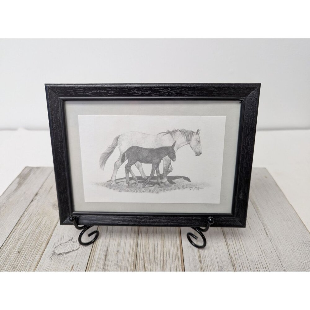 Jane McClure Jane's Prints Horse and Donkey Best Friends Framed Print